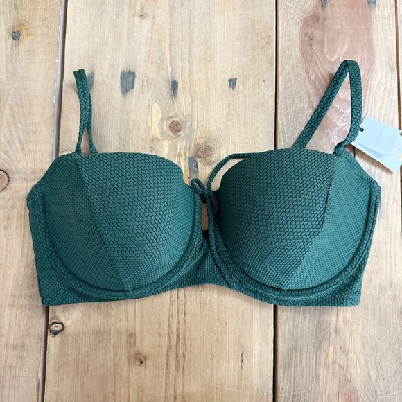 NWT Shade & Shore Green Textured Bikini Top‎ Swim 34D Light Lift - Picture 6 of 7